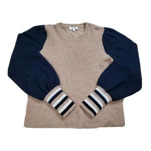 NWT Madewell Women's XXS Tan Navy Colorblock Baybrook Pullover Sweater